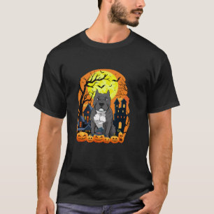 Pitbull hond met pompoenen grappige enge Halloween T-shirt