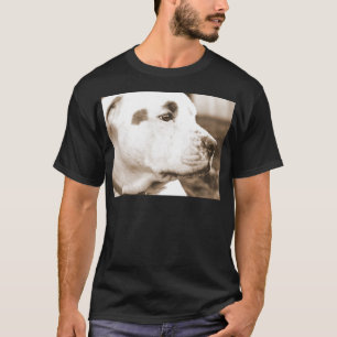 pitbull hond sepia kleur haat daad niet ras t-shirt