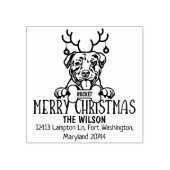 Pitbull Hond Vrolijk Kerstmis Retouradres Rubberstempel (Afrduk)