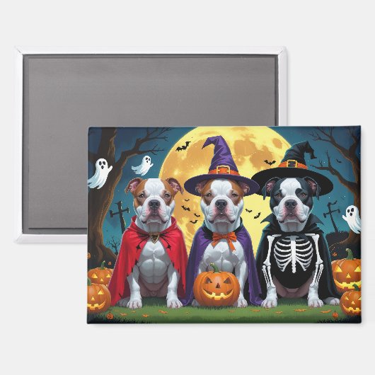 Pitbull Honden Pompoen Halloween Grappig Magneet (Voorkant / Achterkant)