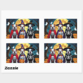 Pitbull Honden Pompoen Halloween Grappig Rechthoekige Sticker (Vel)