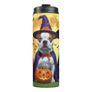 Pitbull Honden Pompoen Halloween Grappig Thermosbeker