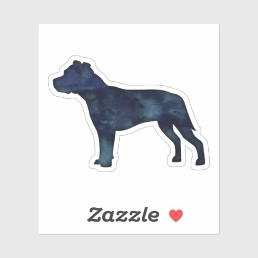 Pitbull Hondenras Silhouette Black Waterverf Sticker (Vel)