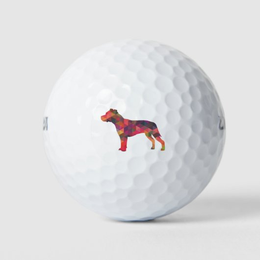 Pitbull Hondenras Silhouette Geometric Multi Golfballen (Voorkant)