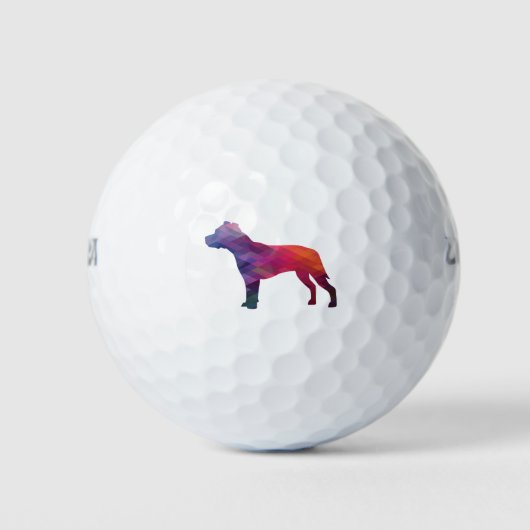 Pitbull Hondenras Silhouette Geometric Paars Golfballen (Voorkant)