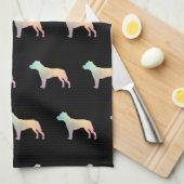 Pitbull Hondenras Silhouette Geometric Pastel Theedoek (Quarter Fold)