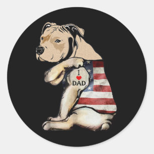 Pitbull I houdt van pap Tattoo vaderdag Ronde Sticker