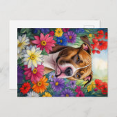 Pitbull in de bloementuin briefkaart (Voorkant / Achterkant)
