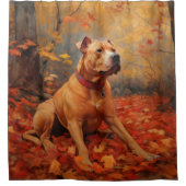 Pitbull in de herfst laat Herfst inspireren Douchegordijn (Voorkant)