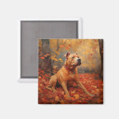 Pitbull in de herfst laat Herfst inspireren Magneet (Voorkant / Achterkant)