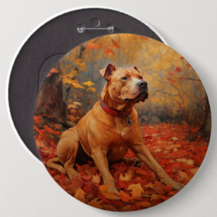 Pitbull in de herfst laat Herfst inspireren Ronde Button 6,0 Cm