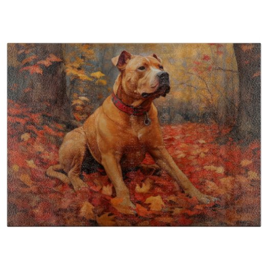 Pitbull in de herfst laat Herfst inspireren Snijplank (Voorkant)