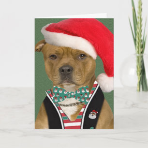 Pitbull jurken voor de Kerstman Feestdagen Kaart