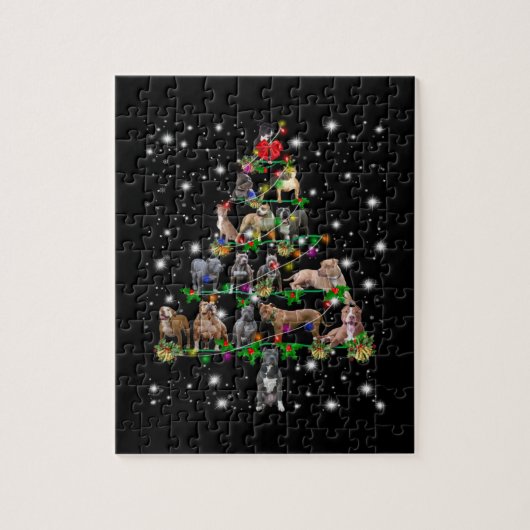 Pitbull-kerstboom met vlieglicht legpuzzel (Verticaal)