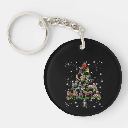 Pitbull-kerstboom met vlieglicht sleutelhanger (Voorkant)