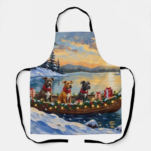 Pitbull Kerstboot Vakantie Schort (Voorkant)
