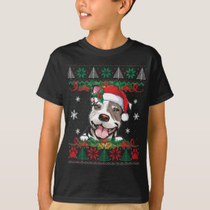 Pitbull-kerstkerstkerstkerstman, Ugly Sweater Hond T-shirt