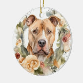 Pitbull Kerstkrans Feestelijke Pup Keramisch Ornament (Links)