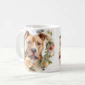 Pitbull Kerstkrans Feestelijke Pup Koffiemok (Voorkant links)