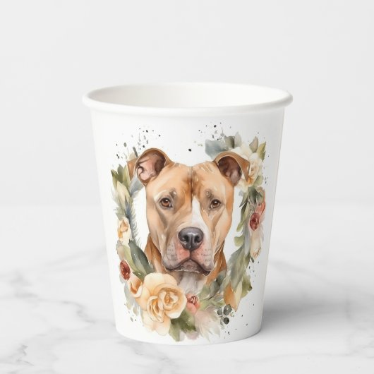 Pitbull Kerstkrans Feestelijke Pup Papieren Bekers (Achterkant)