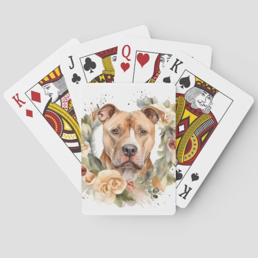 Pitbull Kerstkrans Feestelijke Pup Pokerkaarten (Achterkant)