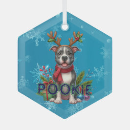 Pitbull kerstversiering Glas Ornament