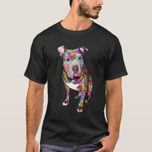 Pitbull Kleurrijke Hippie Vredesteken Schattige Pi T-shirt