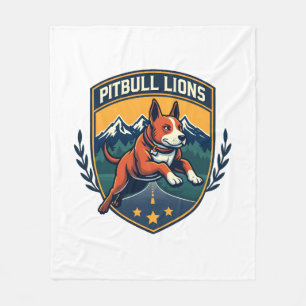 Pitbull Leeuwen Vintage Mascotte Sport Badge Vecto Fleece Deken