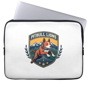 Pitbull Leeuwen Vintage Mascotte Sport Badge Vecto Laptop Sleeve