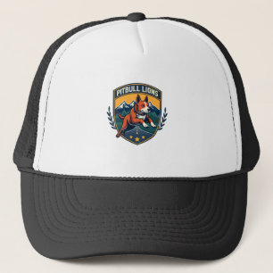 Pitbull Leeuwen Vintage Mascotte Sport Badge Vecto Trucker Pet