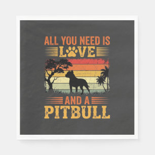 Pitbull Liefde Retro Zonsondergang Hond Servet