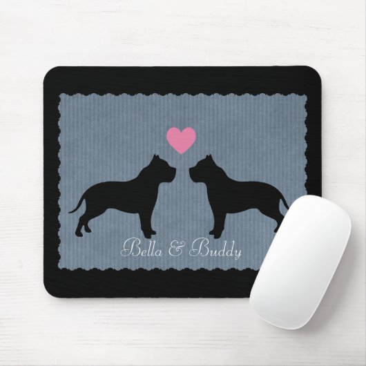 Pitbull Liefde Silhouet Muismat (Met muis)