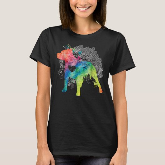 Pitbull Liefde Waterverf Zen Pit Bull T-shirt (Voorkant)