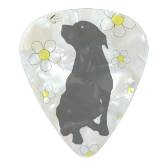 Pitbull Love and Daisies with Butterfly Pearl Pic Pearl Celluloid Gitaar Plectrum