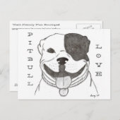 Pitbull Love Briefkaart (Voorkant / Achterkant)