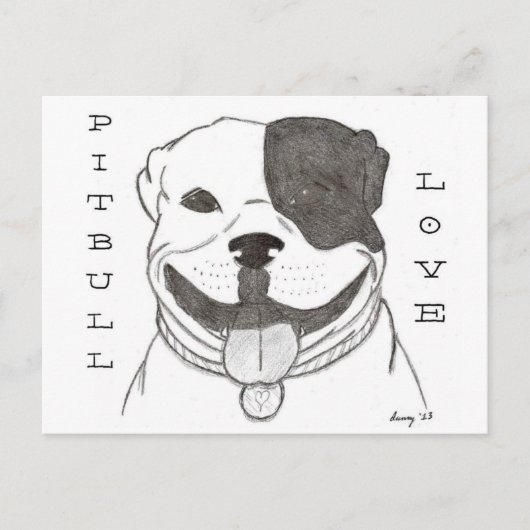 Pitbull Love Briefkaart (Voorkant)