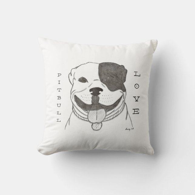 Pitbull Love Coussin - Noir (Recto)