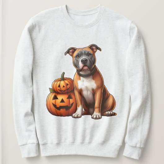Pitbull met Halloween pompoenen Trui (Design voorkant)