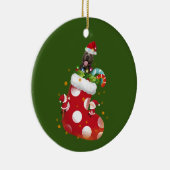 Pitbull met Petten kerst met sokken Keramisch Ornament (Rechts)