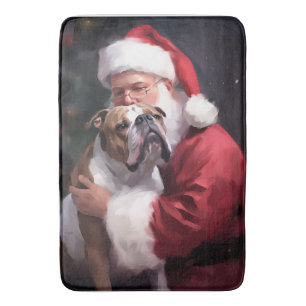 Pitbull Met Sinterklaas Feestelijke Kerstmis Badmat