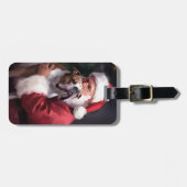 Pitbull met Sinterklaas Feestelijke Kerstmis Bagagelabel (Voorkant horizontaal)