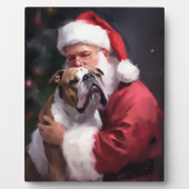 Pitbull met Sinterklaas Feestelijke Kerstmis Fotoplaat (Voorkant)