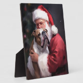 Pitbull met Sinterklaas Feestelijke Kerstmis Fotoplaat (Zijkant)