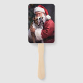 Pitbull met Sinterklaas Feestelijke Kerstmis Handwaaier (Achterkant)