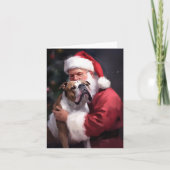 Pitbull met Sinterklaas Feestelijke Kerstmis Kaart (Voorkant)