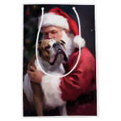Pitbull met Sinterklaas Feestelijke Kerstmis Medium Cadeauzakje (Voorkant)