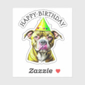 Pitbull met Verjaardag Pet Sticker (Vel)