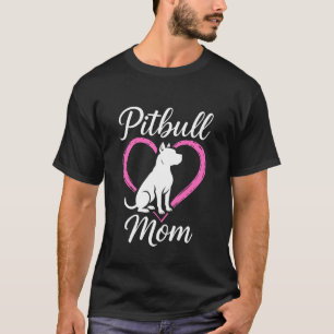 Pitbull Moeder Hart Silhouet Ontwerp T-shirt