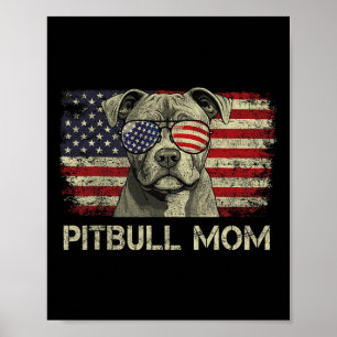 Pitbull Moeder Hondenliefhebbers Amerikaanse Vlag Poster