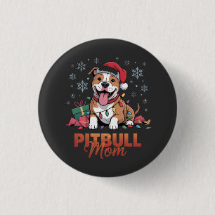 Pitbull Moeder Kerstmis Santa Hoed Pitbull Hond Mo Ronde Button 3,2 Cm